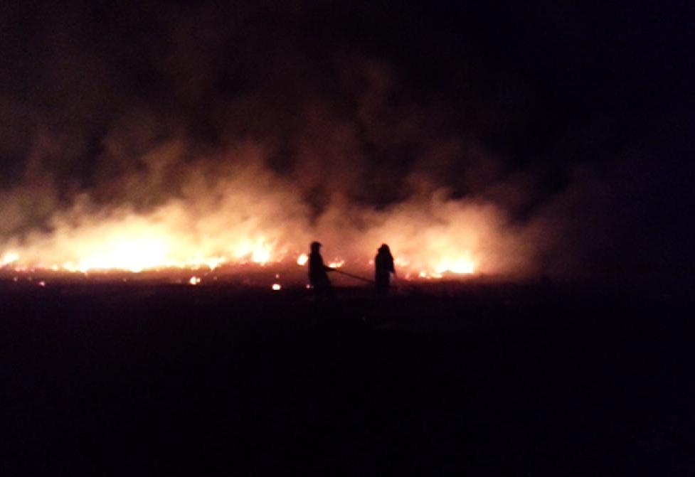 Apele strażaków nie pomagają, trawy wciąż płoną