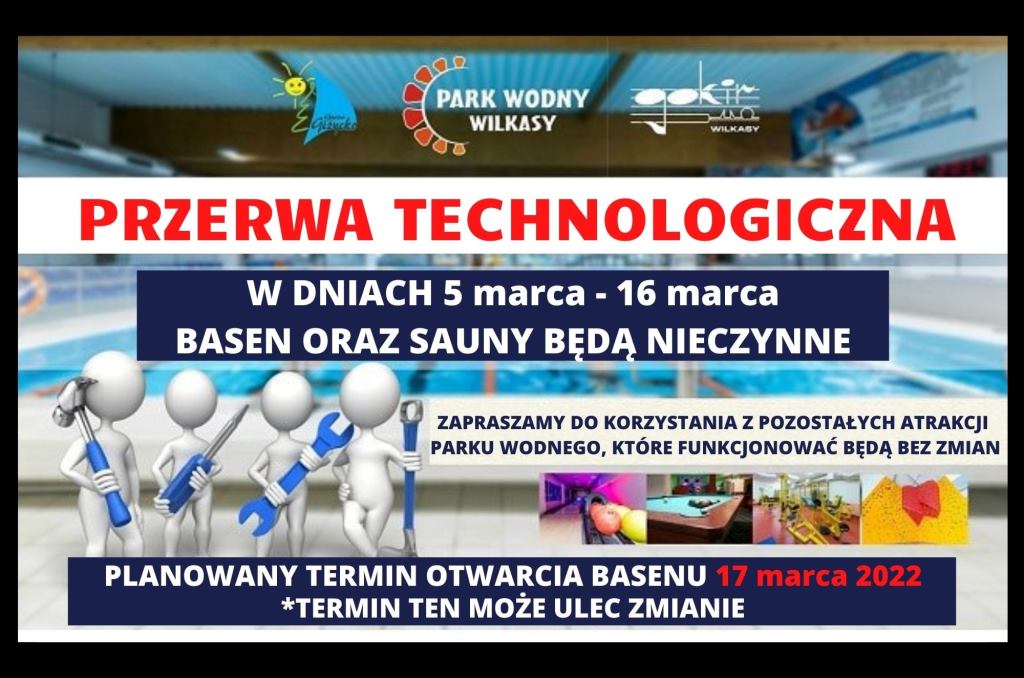 Przerwa technologiczna w Parku Wodnym w Wilkasach