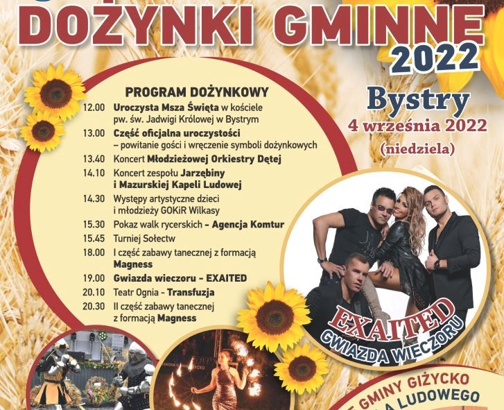 Dożynki Gminy Giżycko. Gwiazdą wieczoru będzie zespół Exaited (zapowiedź)