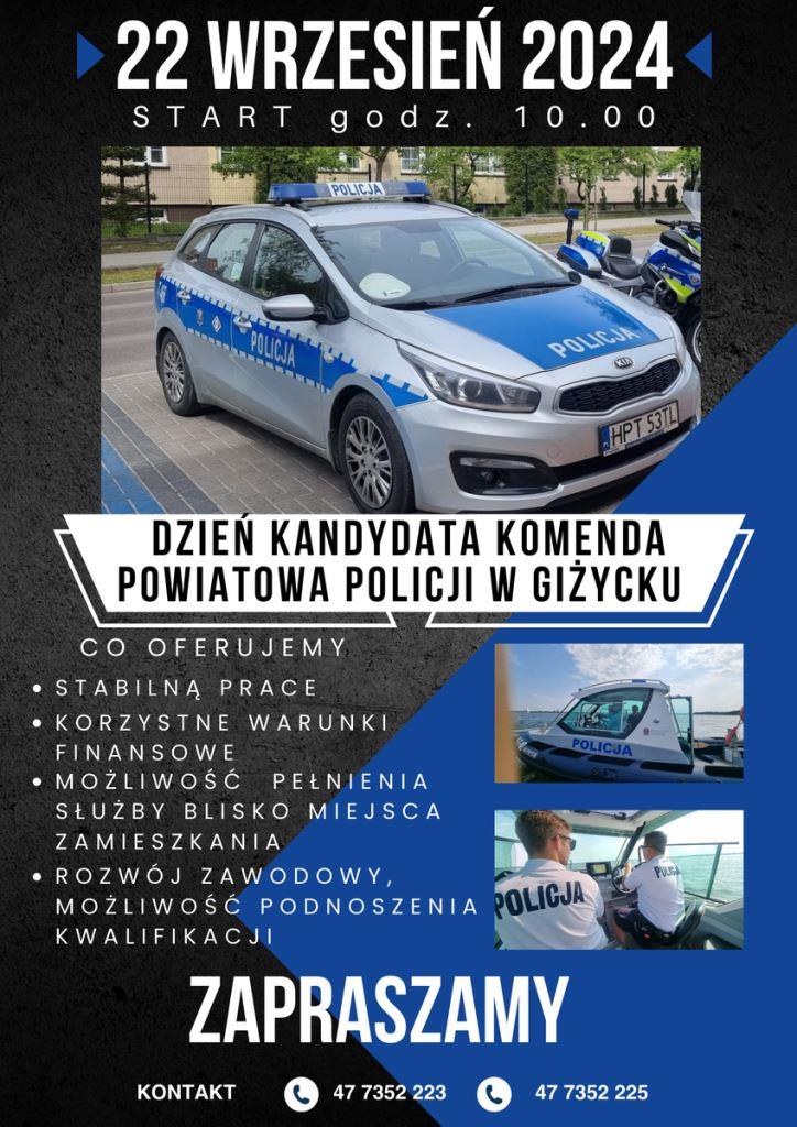 „Dzień Kandydata” w Komendzie Powiatowej Policji w Giżycku już 22 września