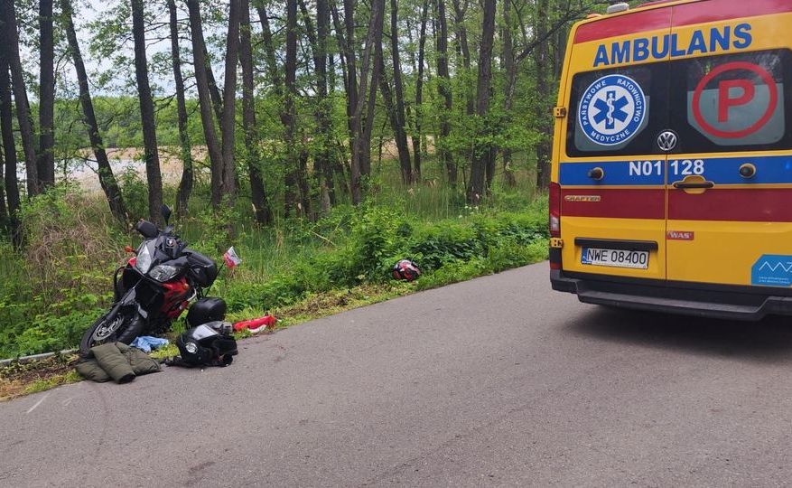 Wypadek motocyklistów między Harszem a Sztynortem
