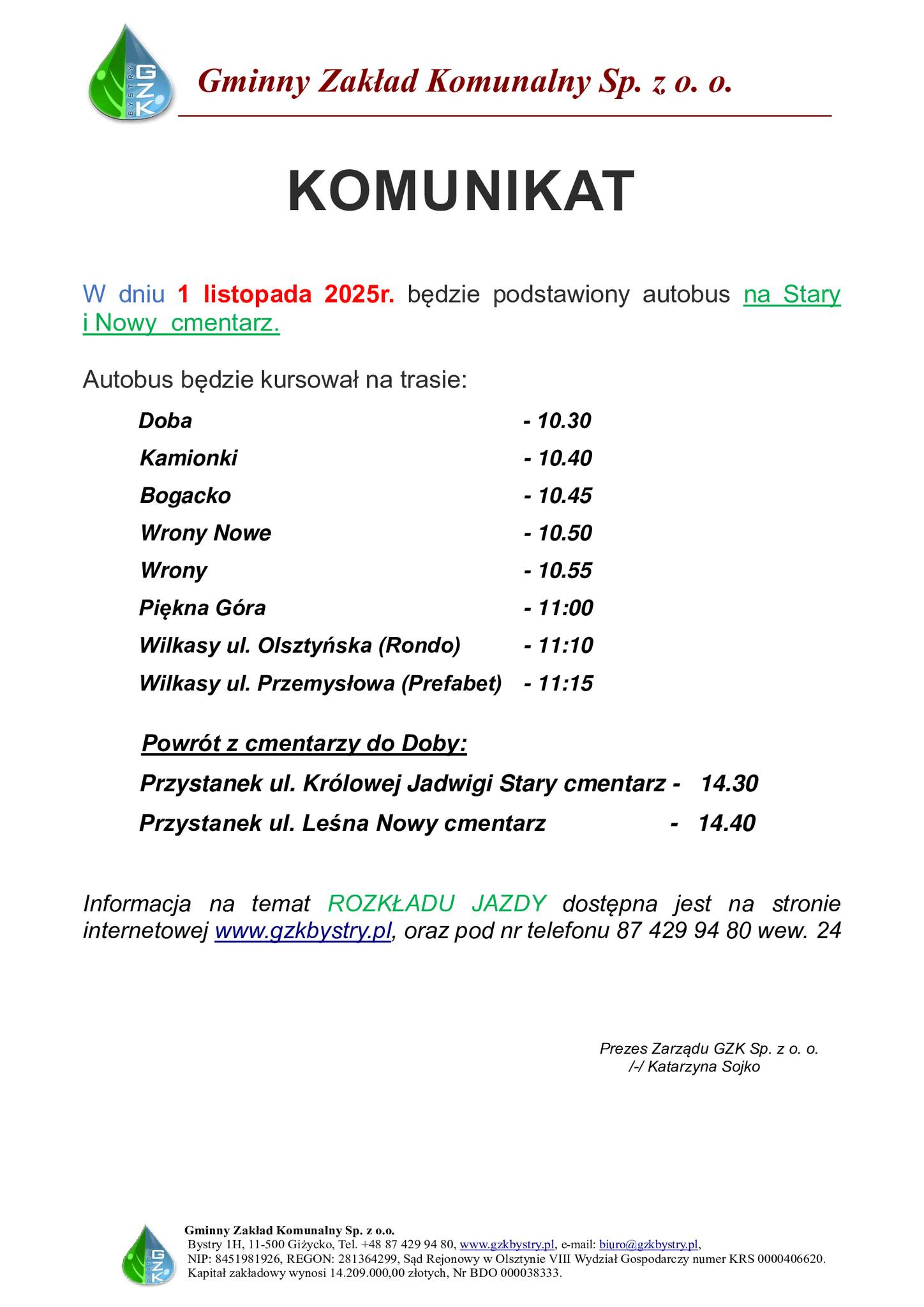 Autobusy na cmentarze 1 listopada. Sprawdź rozkład jazdy