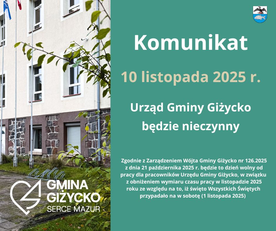 10 listopada Urząd Gminy Giżycko będzie nieczynny