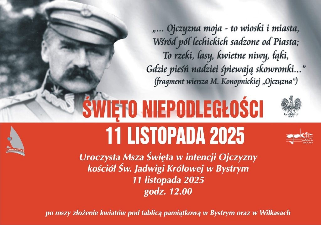 Patriotyczne obchody 11 listopada w Gminie Giżycko [ZAPOWIEDŹ]