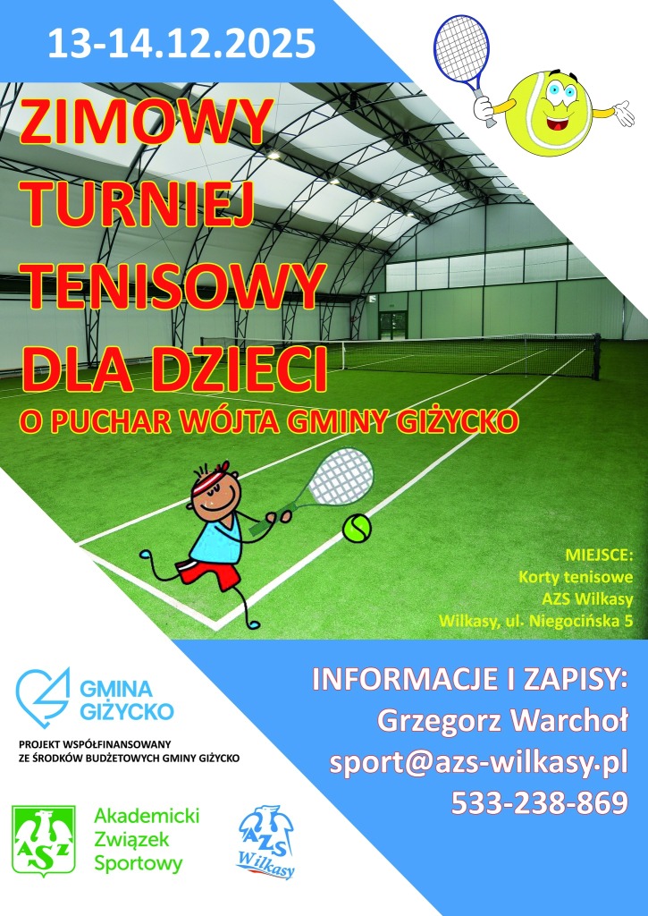 Zimowy Turniej Tenisowy w Wilkasach. Dzieci i młodzież zagrają o Puchar Wójta Gminy Giżycko