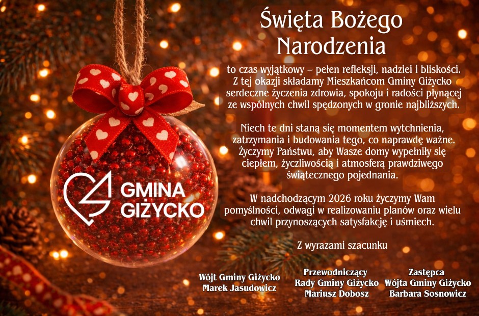 Życzenia bożonarodzeniowe dla mieszkańców Gminy Giżycko
