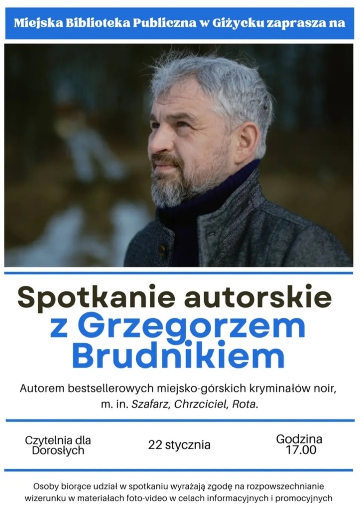 Autor kryminałów noir Grzegorz Brudnik spotka się z czytelnikami w Giżycku