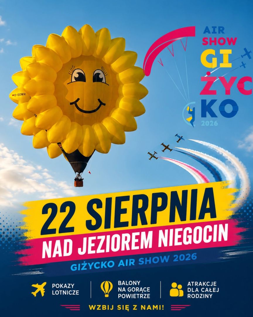 Giżycko AirShow 2026 nad Niegocinem. Pokazy lotnicze już 22 sierpnia