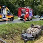 Nietrzeźwa 44-latka dachowała audi. Pasażerka trafiła do szpitala w Giżycku (3)