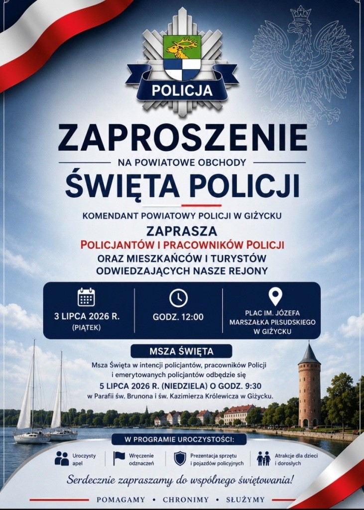 Powiatowe Obchody Święta Policji w Giżycku już 3 lipca