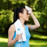 Tired woman after jogging