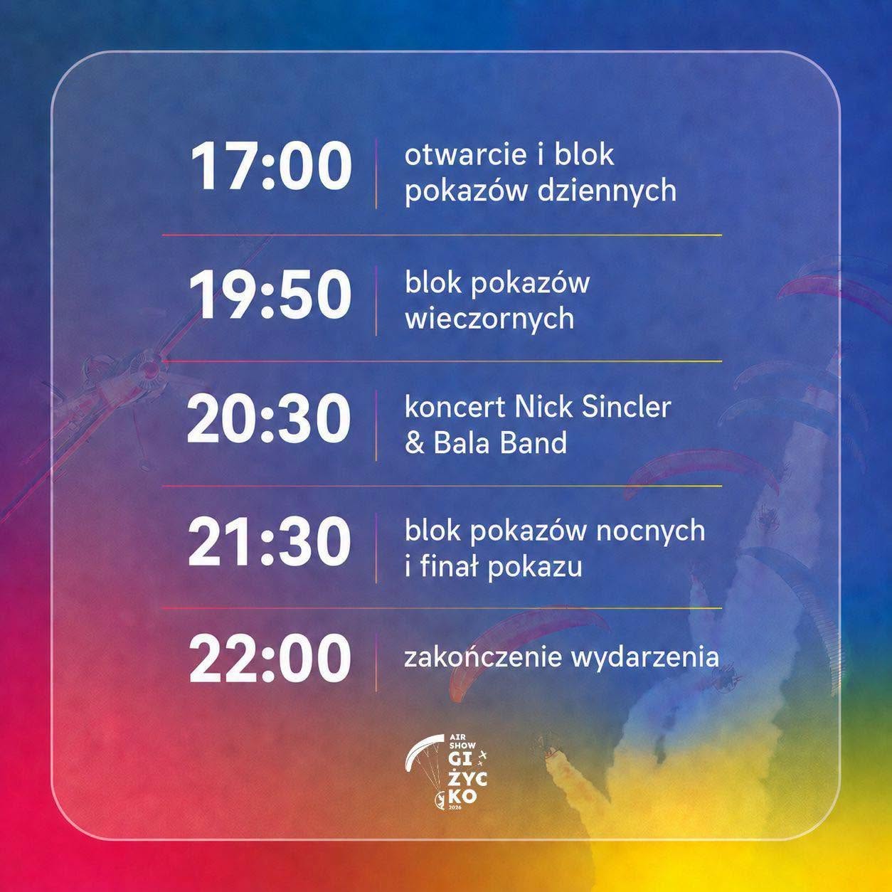 Giżycko Air Show 2026 już 22 sierpnia. Program godzinowy pokazów nad Niegocinem